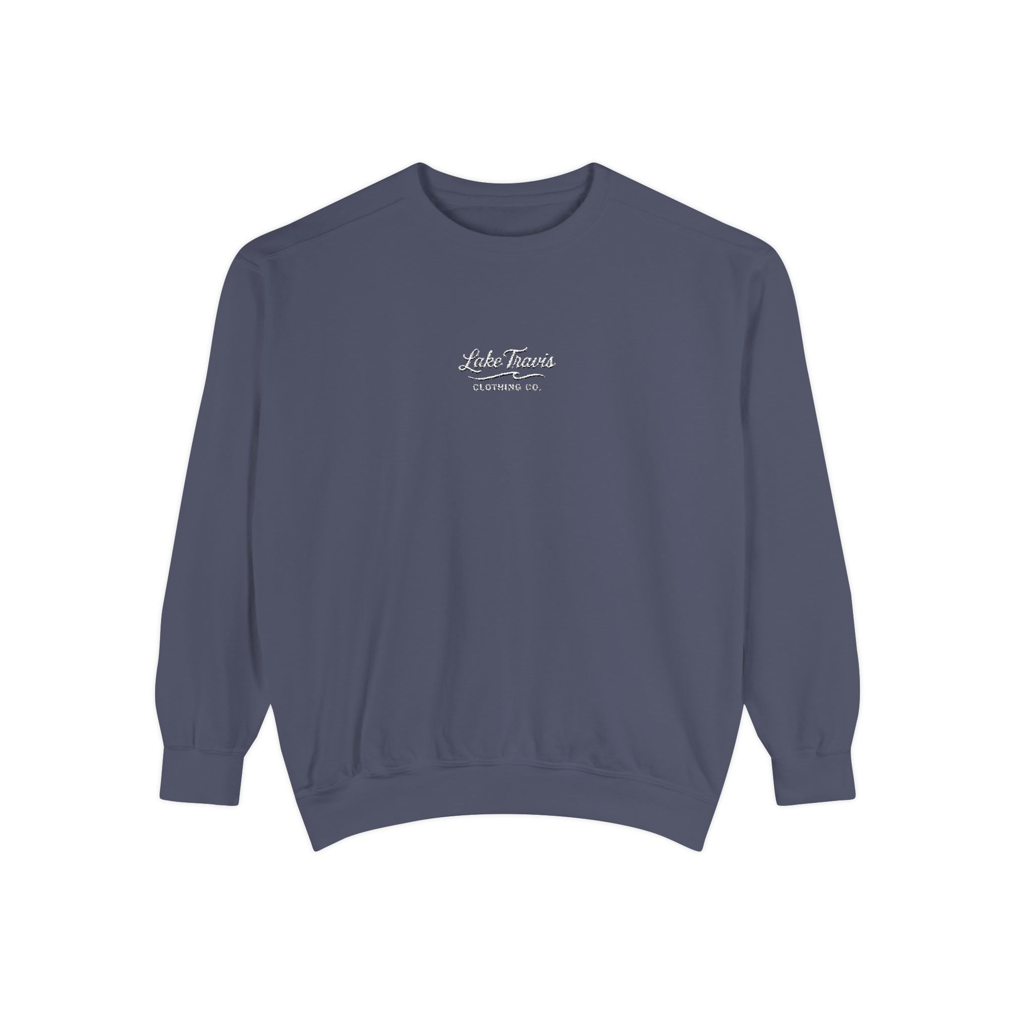White Embroidered Sweatshirt - Denim - Front