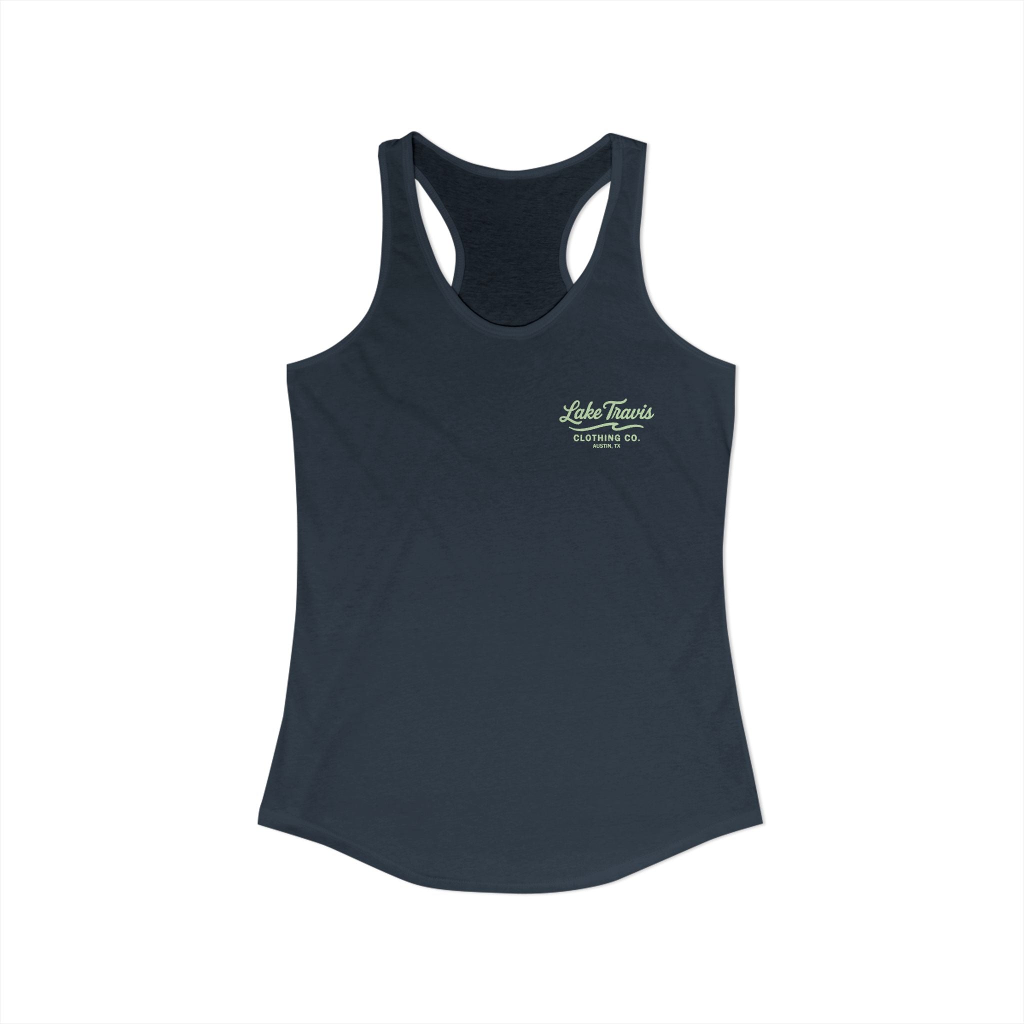 Women's Racerback Logo Tank - Front - Solid Indigo