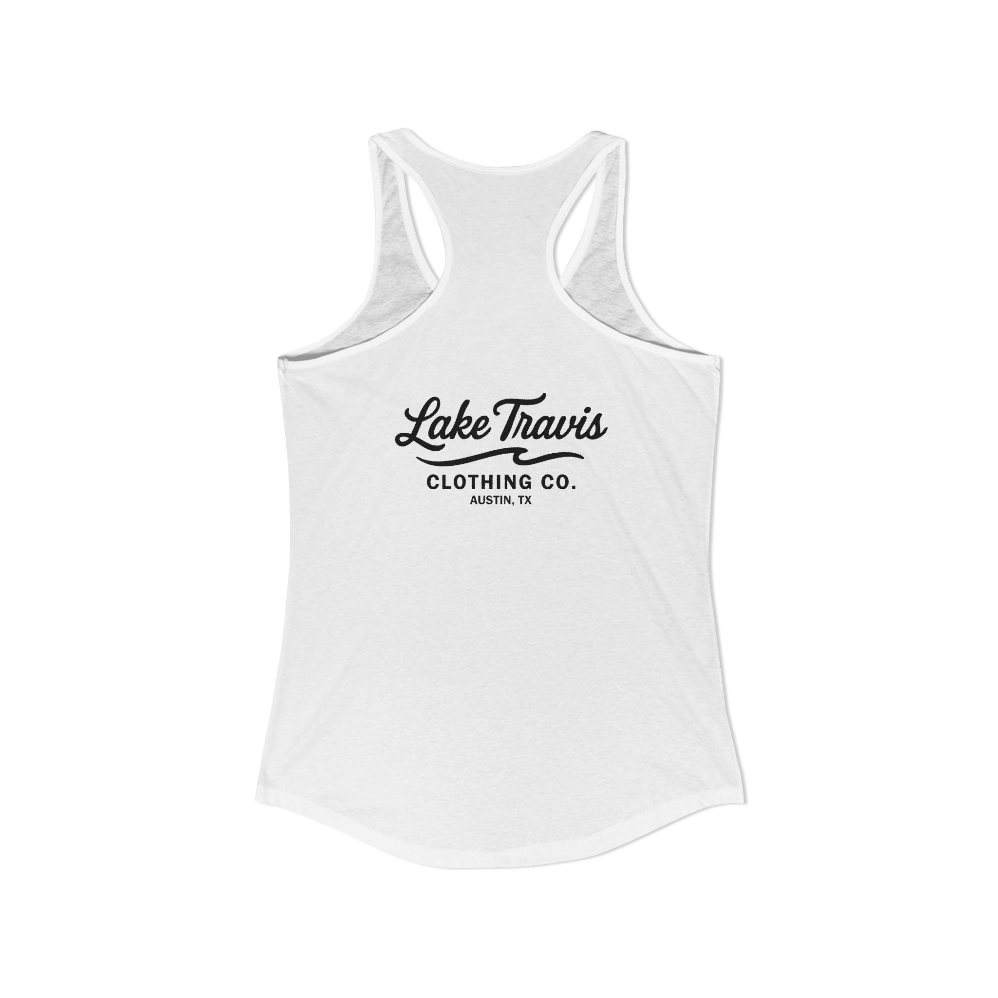 Women's Racerback Logo Tank - Back - Solid White