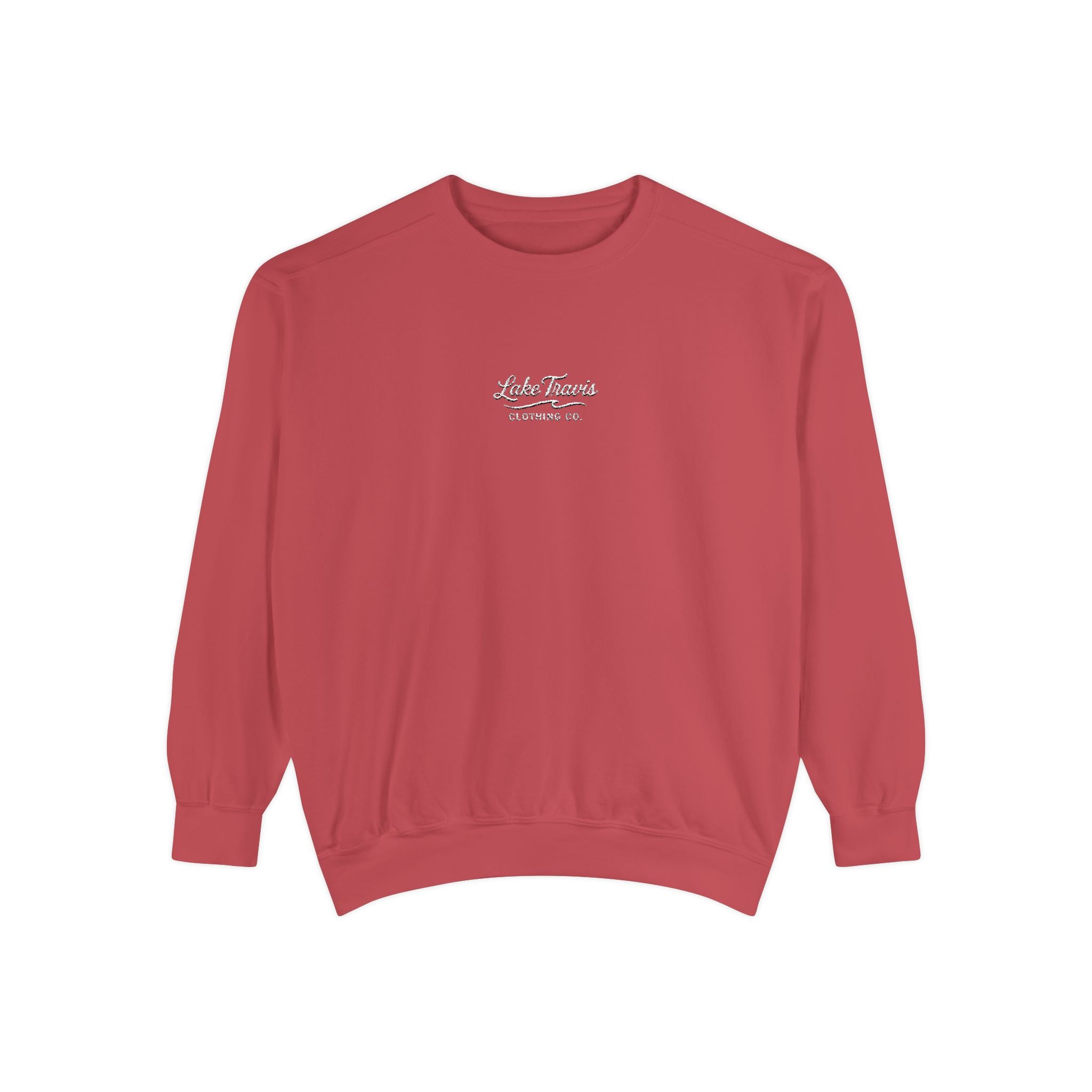 White Embroidered Sweatshirt - Crimson - Front
