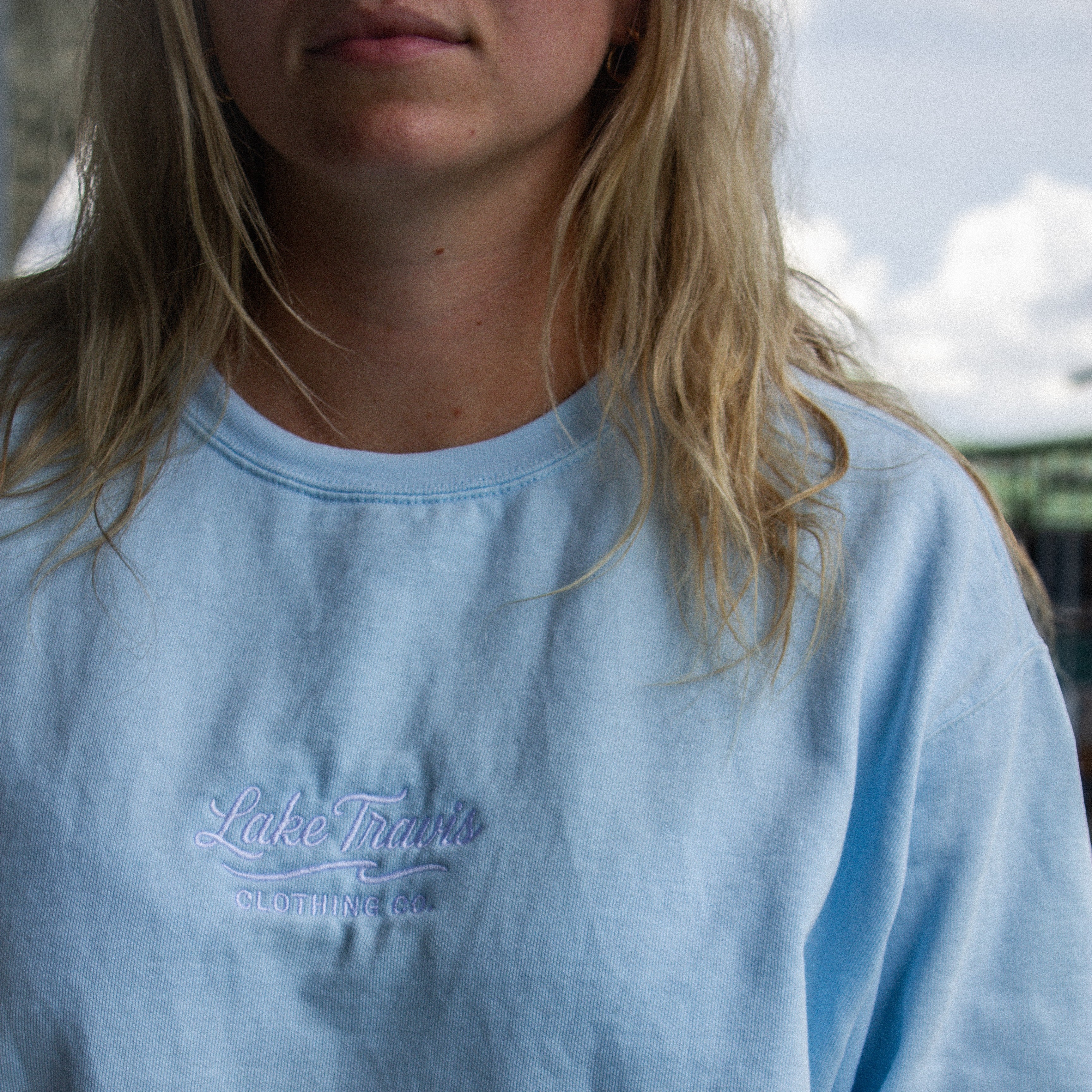 White Embroidered Sweatshirt - Chambray - Real