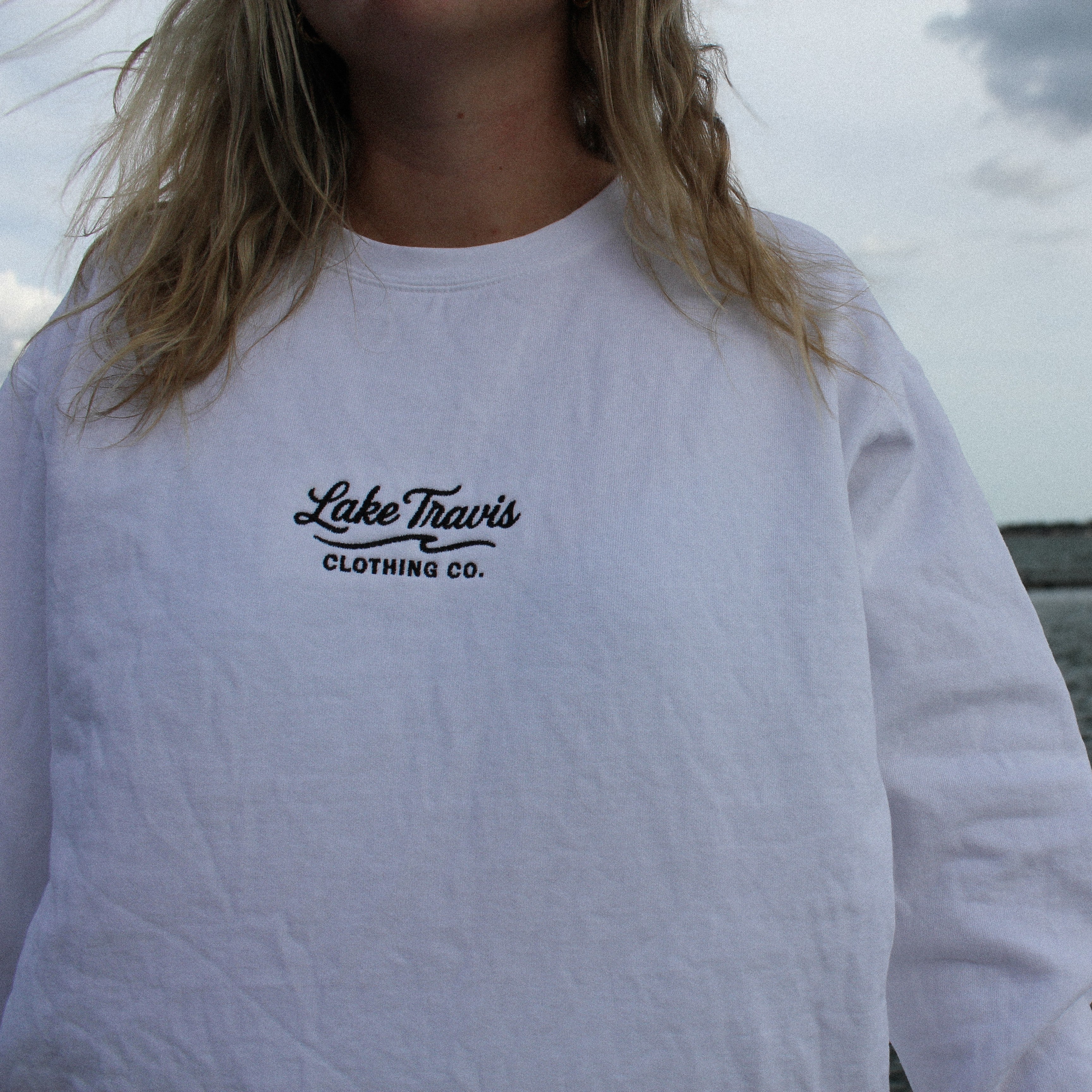 Black Embroidered Sweatshirt - White - Front - Real
